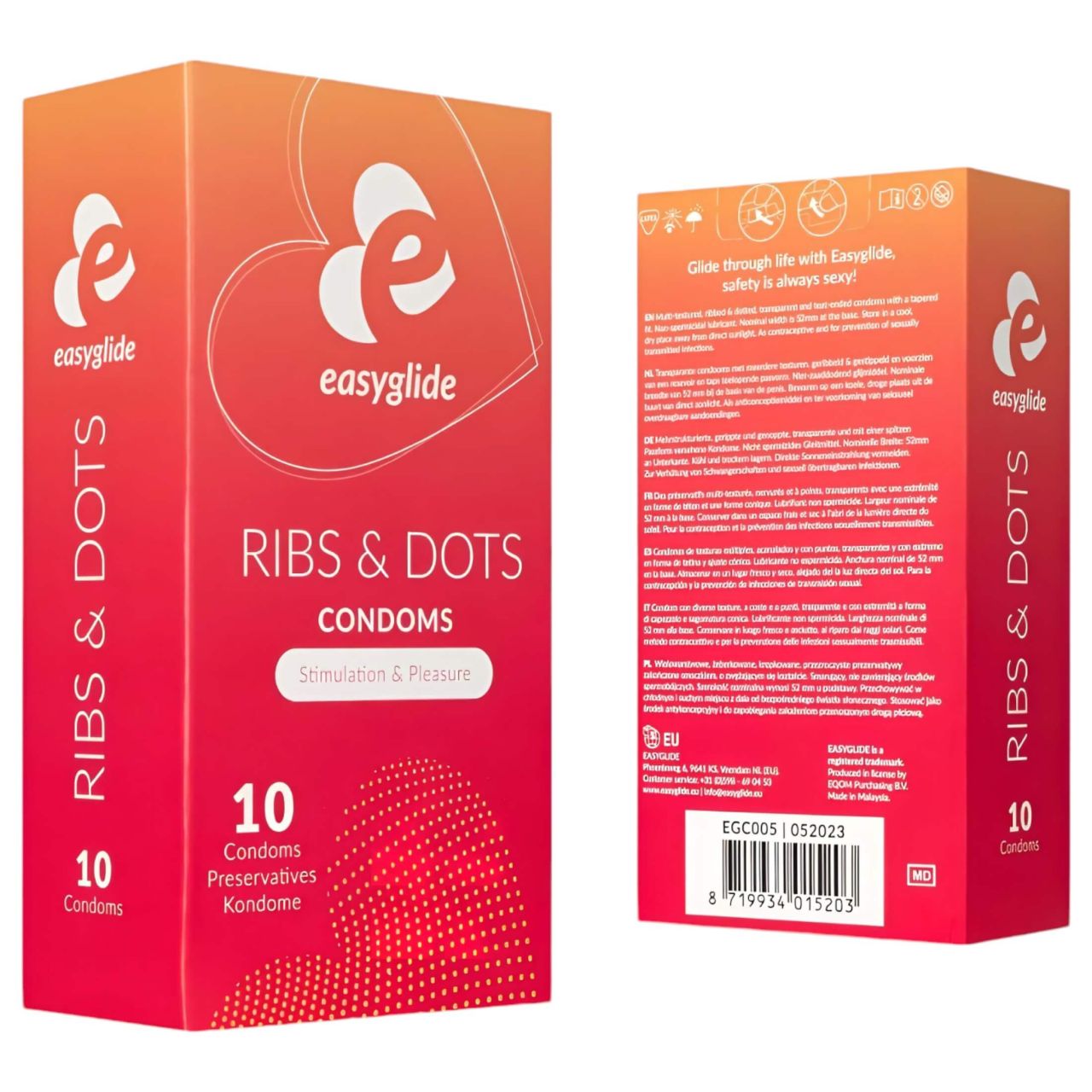 EasyGlide Ribs & Dots - pontozott óvszer (10 db) EasyGlide Ribs & Dots - pontozott óvszer (10 db)