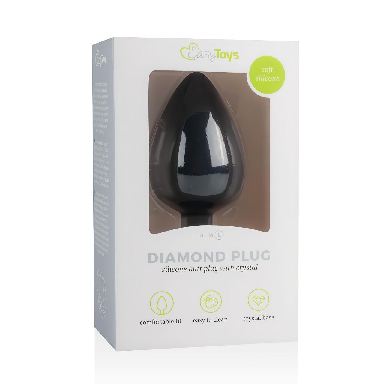 EasyToys Diamond - fehér köves anál plug (nagy, fekete) EasyToys Diamond - fehér köves anál plug (nagy, fekete)