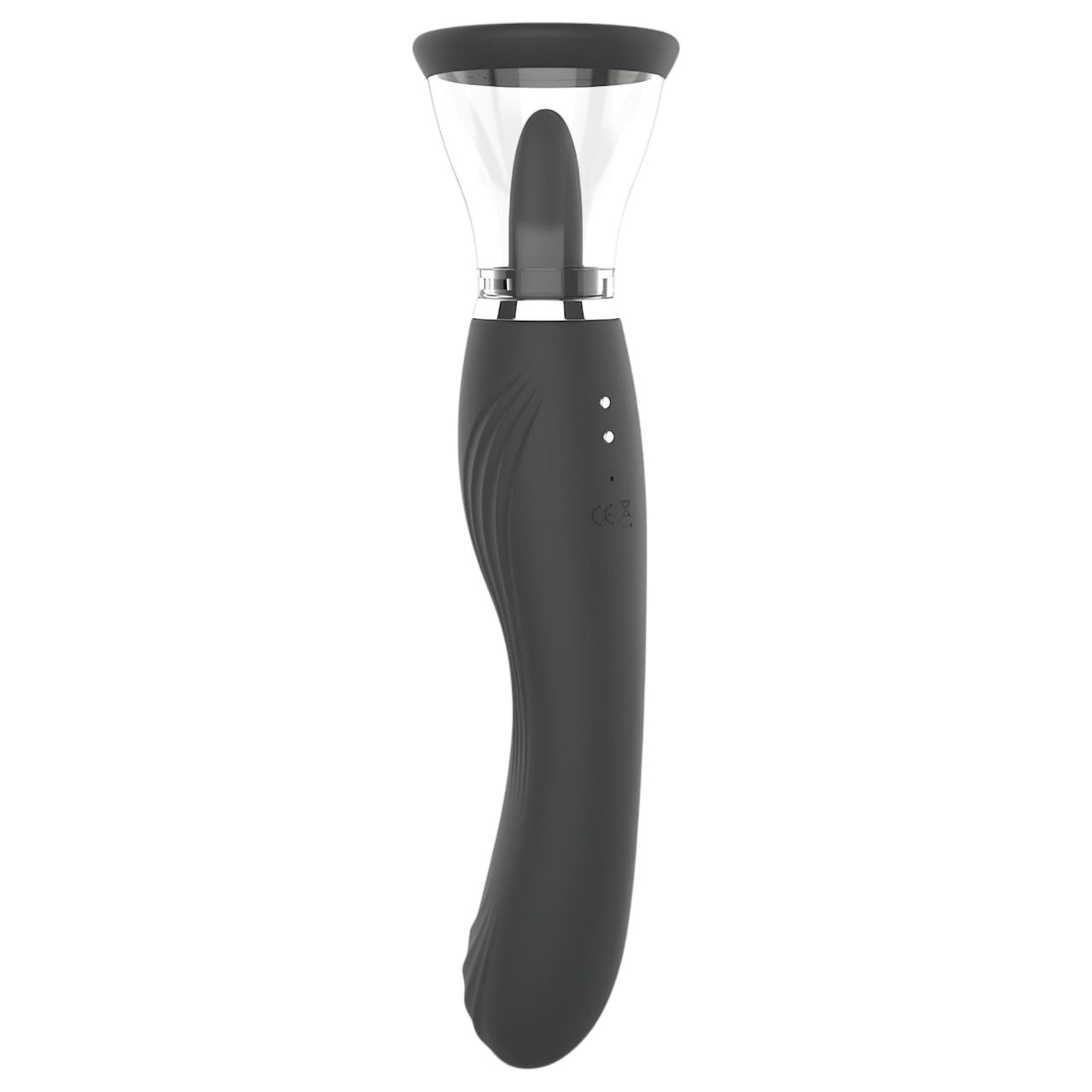 Erospace Sweet Play - 2in1 csiklóizgató vibrátor nyelvvel és szívással (fekete)
