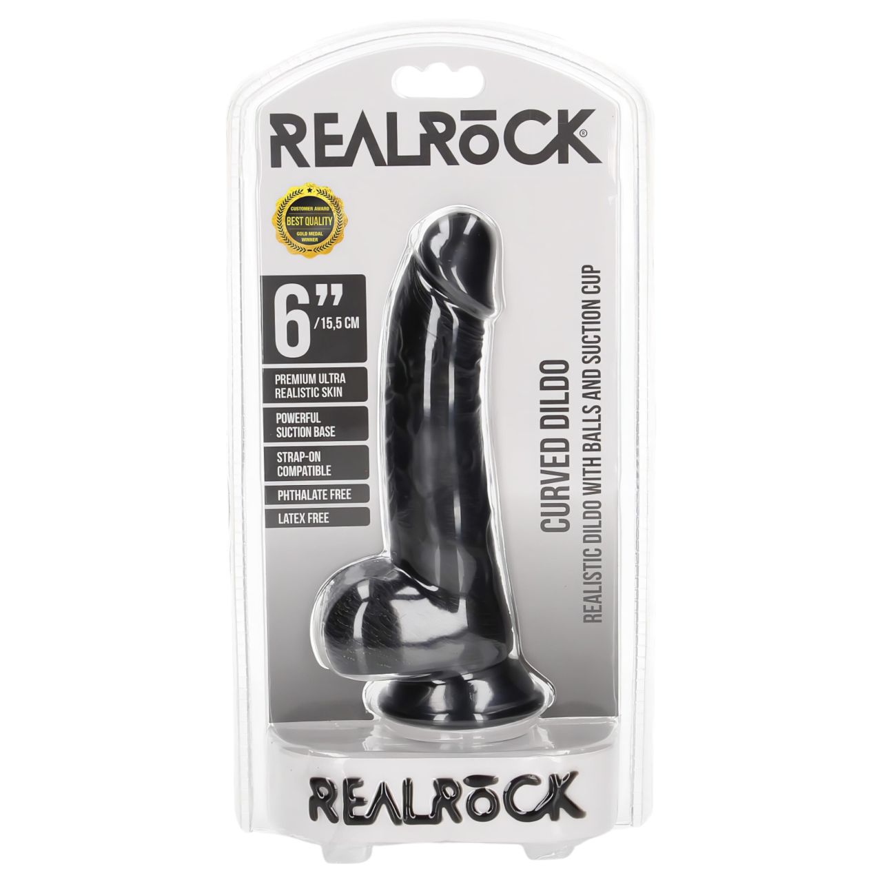 RealRock - tapadókorongos, realisztikus dildó - 15,5 cm (fekete) RealRock - tapadókorongos, realisztikus dildó - 15,5 cm (fekete)