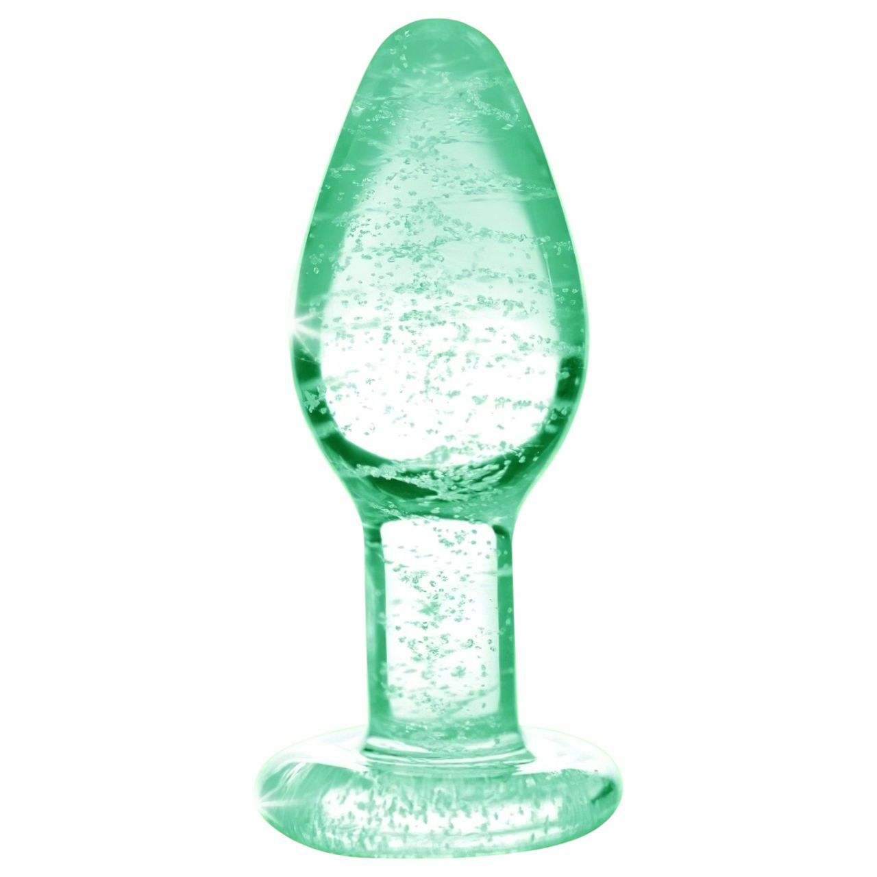Booty Sparks Glow in the Dark L - üveg butt plug (átlátszó)