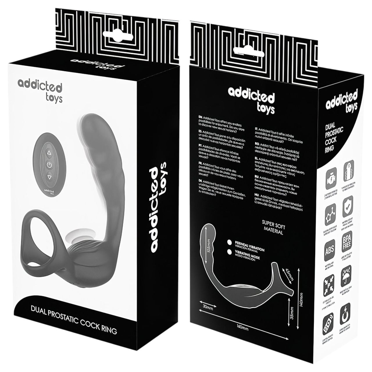 Addicted Toys - análvibrátor pénisz- és heregyűrűvel (fekete) Addicted Toys - análvibrátor pénisz- és heregyűrűvel (fekete)