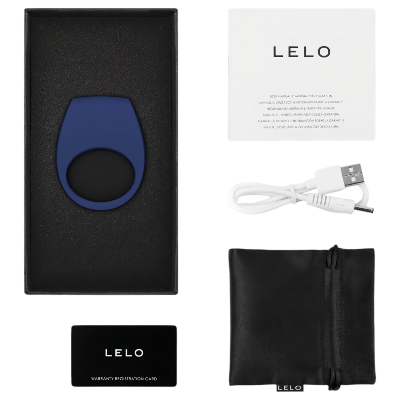 LELO Tor 3 - App-vezérelt vibrációs péniszgyűrű, férfiaknak (kék)