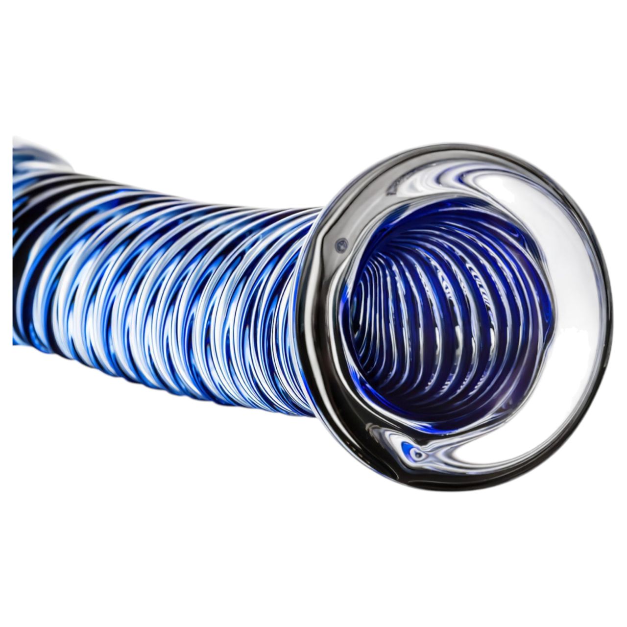 Gildo Glass No. 5 - spirál üveg dildó (átlátszó-kék)