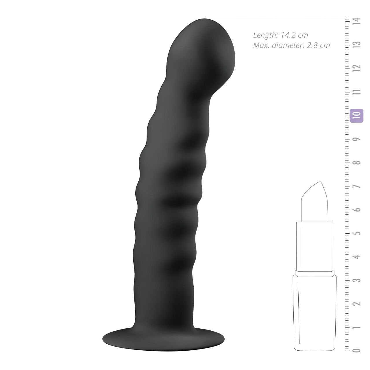 EasyToys Ribbed - tapadókorongos anál dildó (14 cm, fekete)