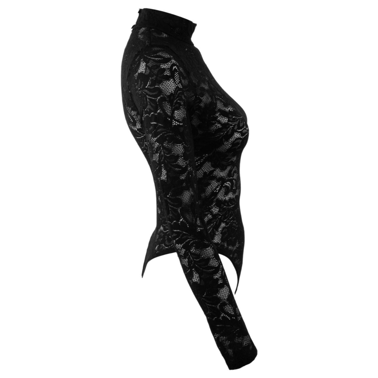 Cottelli - hosszú ujjú csipke body (fekete) - S