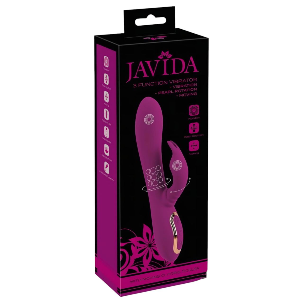 Javida - 3in1 gyöngyös-forgó vibrátor (lila) Javida - 3in1 gyöngyös-forgó vibrátor (lila)
