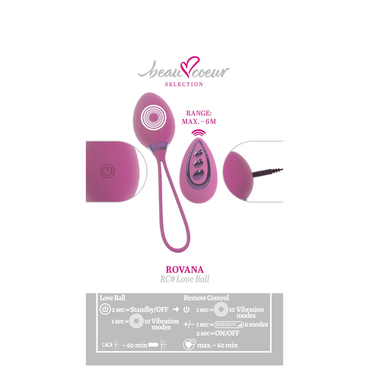 Beau Coeur Rovana - rádiós vibrációs tojás (lila) Beau Coeur Rovana - rádiós vibrációs tojás (lila)