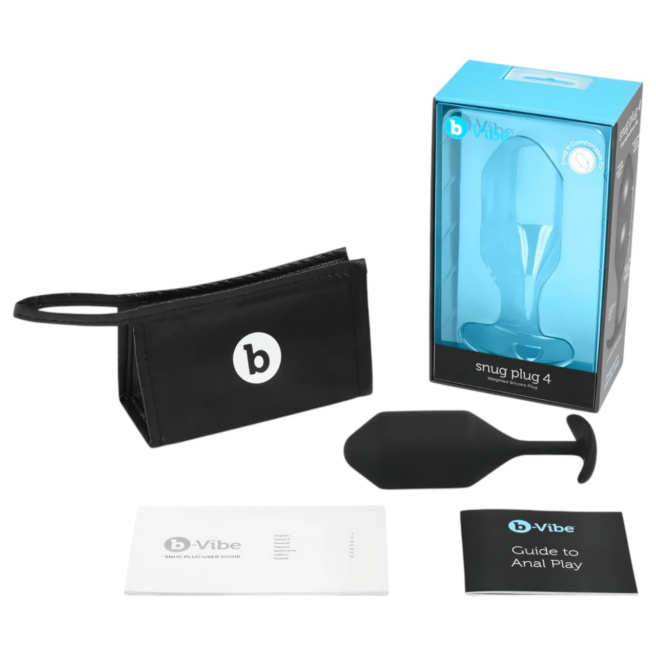 b-Vibe Snug Plug 4 - dupla golyós anál plug (257 g, fekete)