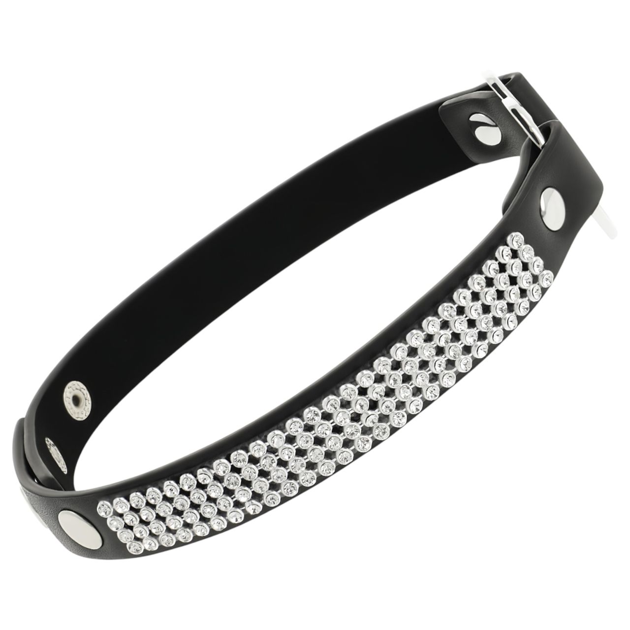 Coquette - strasszos choker nyakpánt szív medállal (fekete)