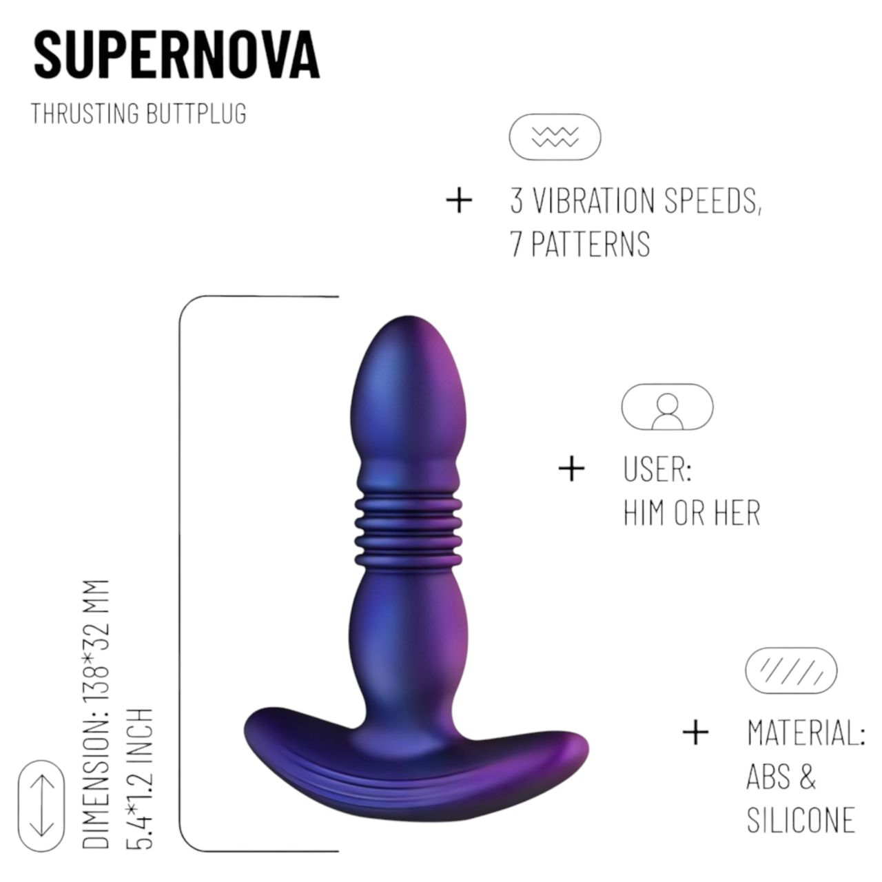 Hueman Supernova - lökő, akkus anál vibrátor (lila)