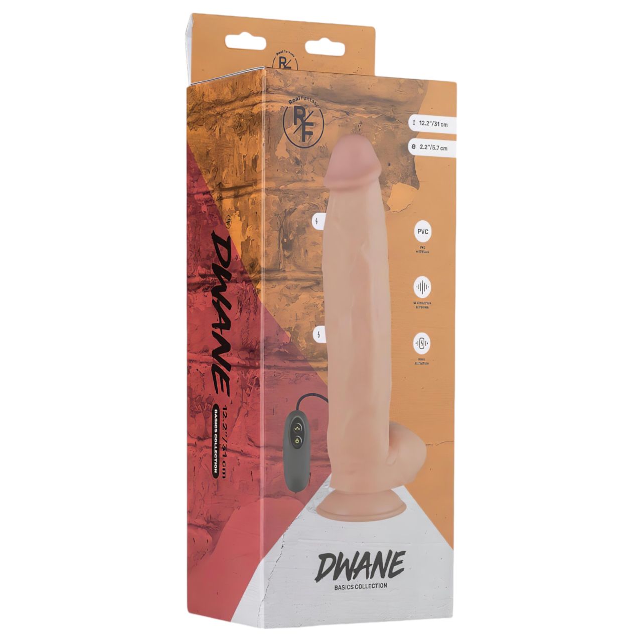 Real Fantasy Dwane - akkus, élethű vibrátor - 31 cm (testszínű)