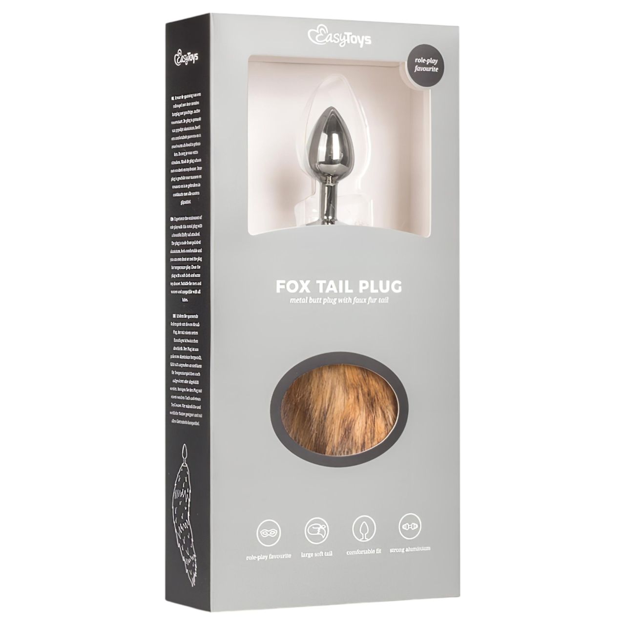 EasyToys Fox NO1 - fém anál plug rókafarokkal (ezüst-vörös)