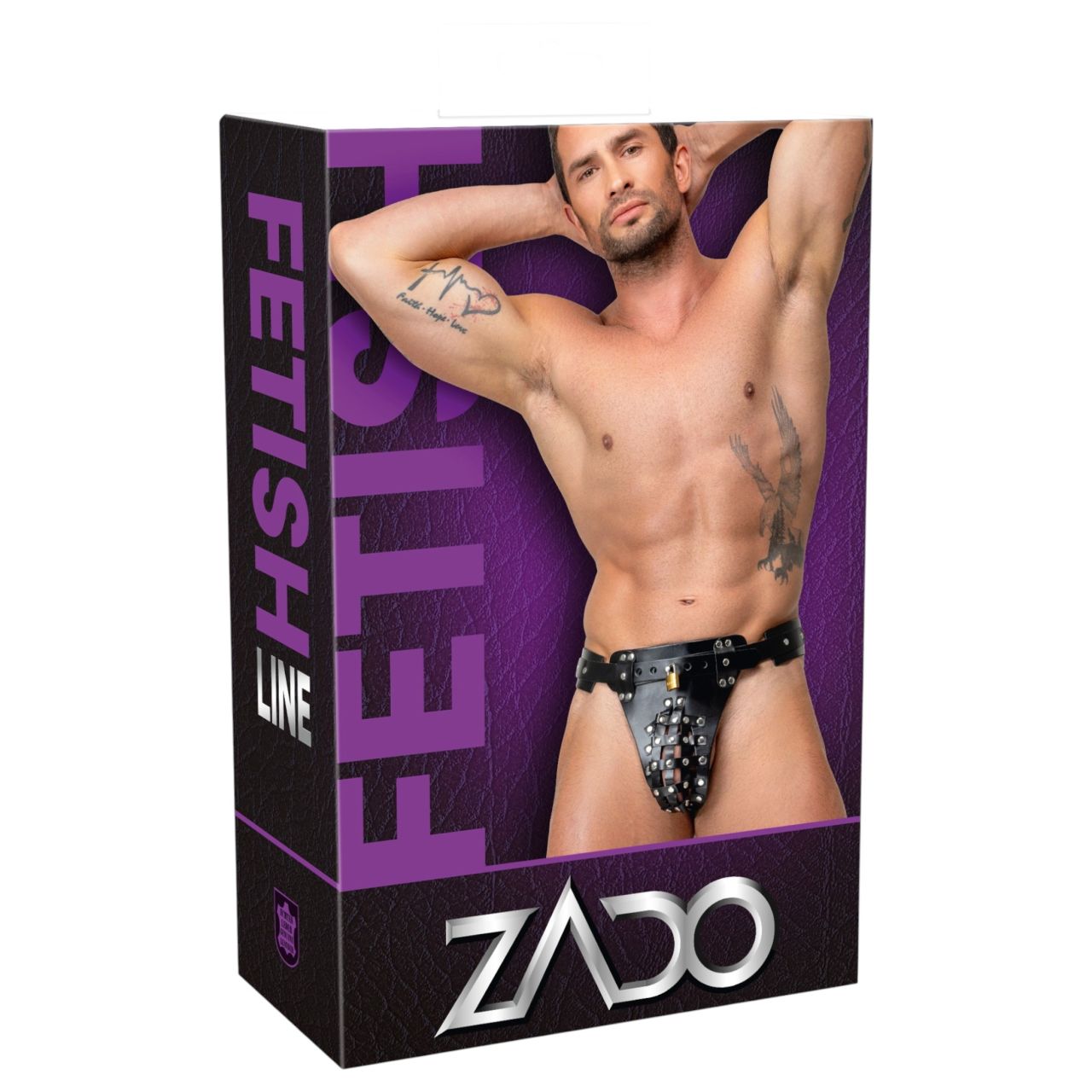ZADO - bőr erényöv tanga 2 lakattal - fekete (S-2XL) ZADO - bőr erényöv tanga 2 lakattal - fekete (S-2XL)