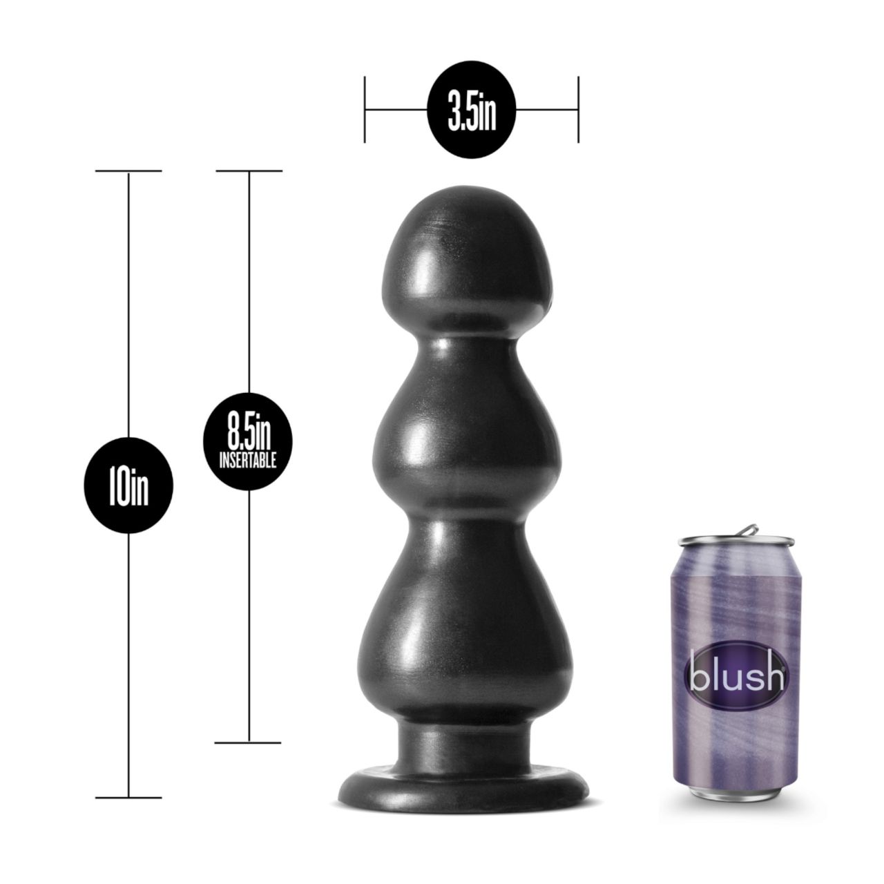 Blush Jet - tapadótalpas, gyöngyös dildó (fekete)