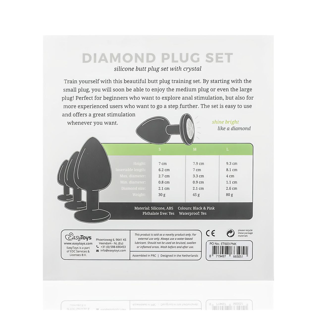 EasyToys Diamond - anál plug szett (fekete)
