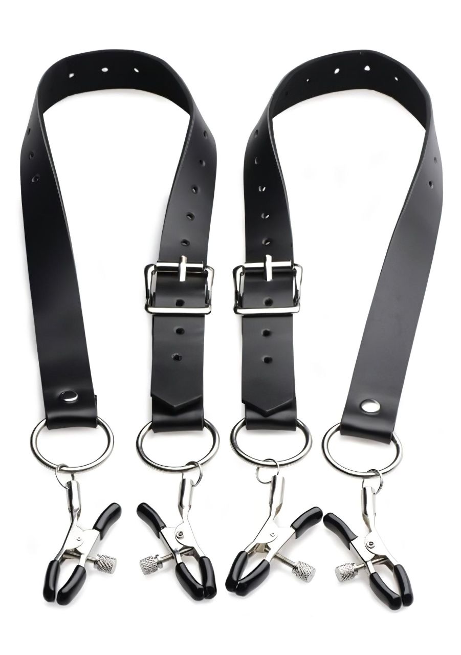 XR Brands - szeméremajak-széthúzó csipeszek (fekete)