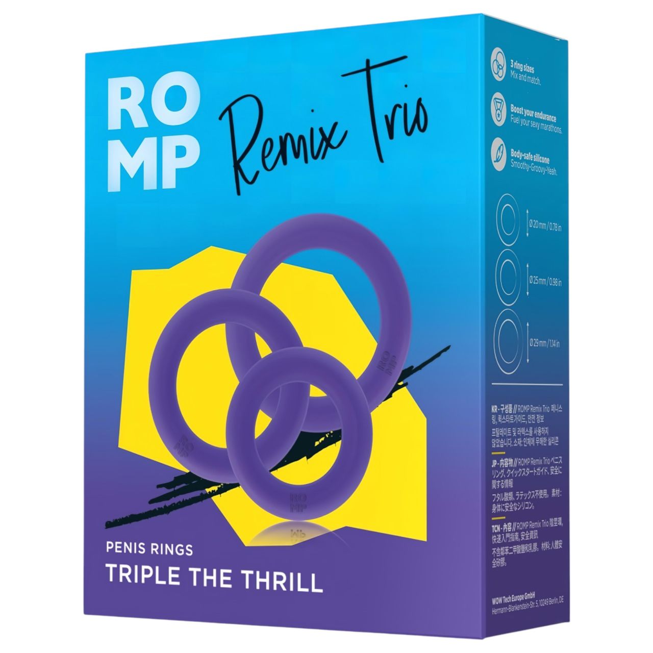ROMP Remix Trio - péniszgyűrű szett - 3 db (lila)