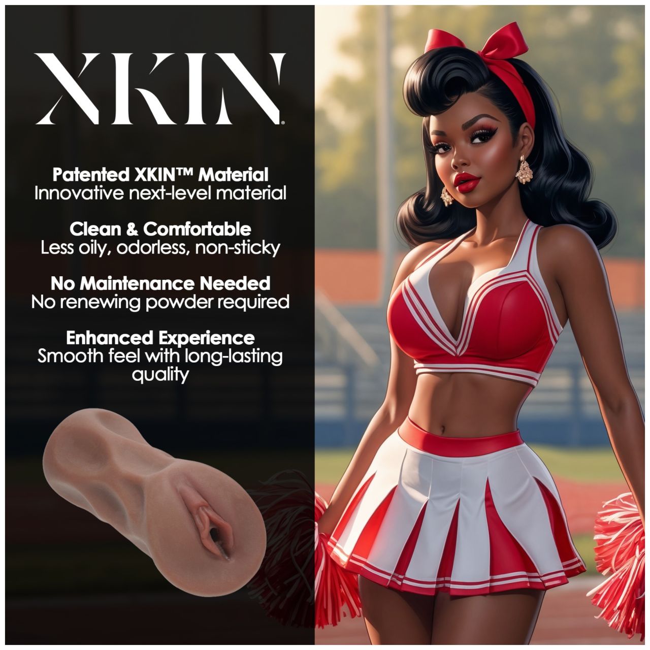 XKIN Cheerleader Cherry - élethű műpunci maszturbátor (sötét testszínű)