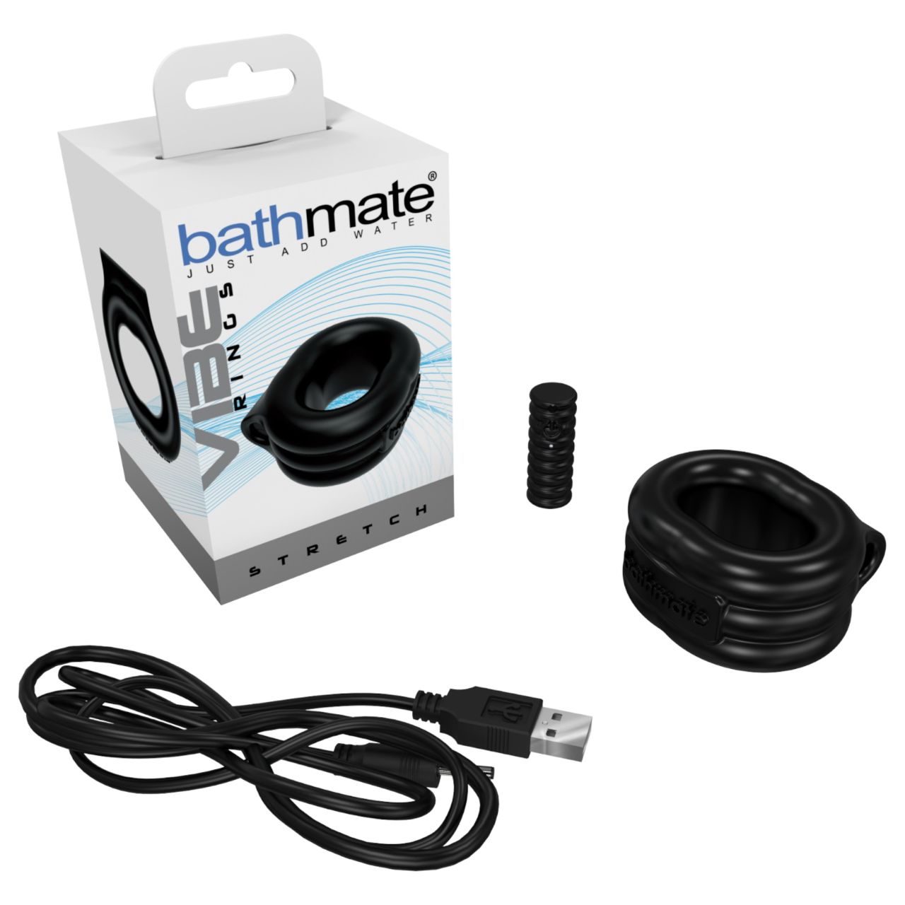 Bathmate Vibe Ring Stretch - akkus vibrációs péniszgyűrű (fekete)
