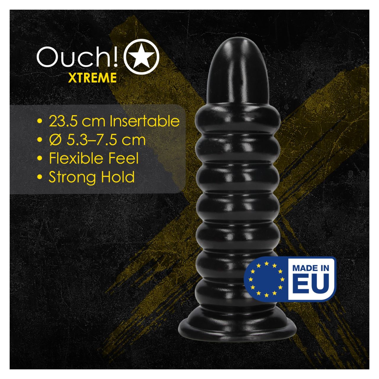 Ouch! Spiral Force - csavart anál plug (fekete) - 23,5 cm Ouch! Spiral Force - csavart anál plug (fekete) - 23,5 cm