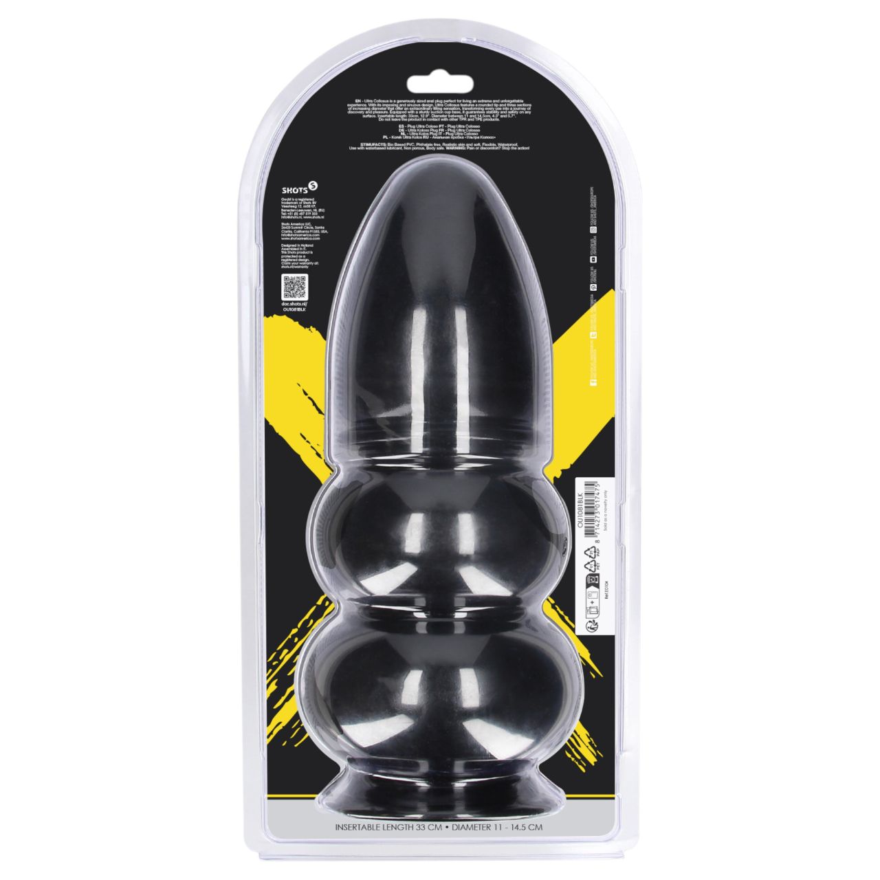 Ouch! Ultra Collosus - extra méretű anál plug (fekete) - 33 cm Ouch! Ultra Collosus - extra méretű anál plug (fekete) - 33 cm
