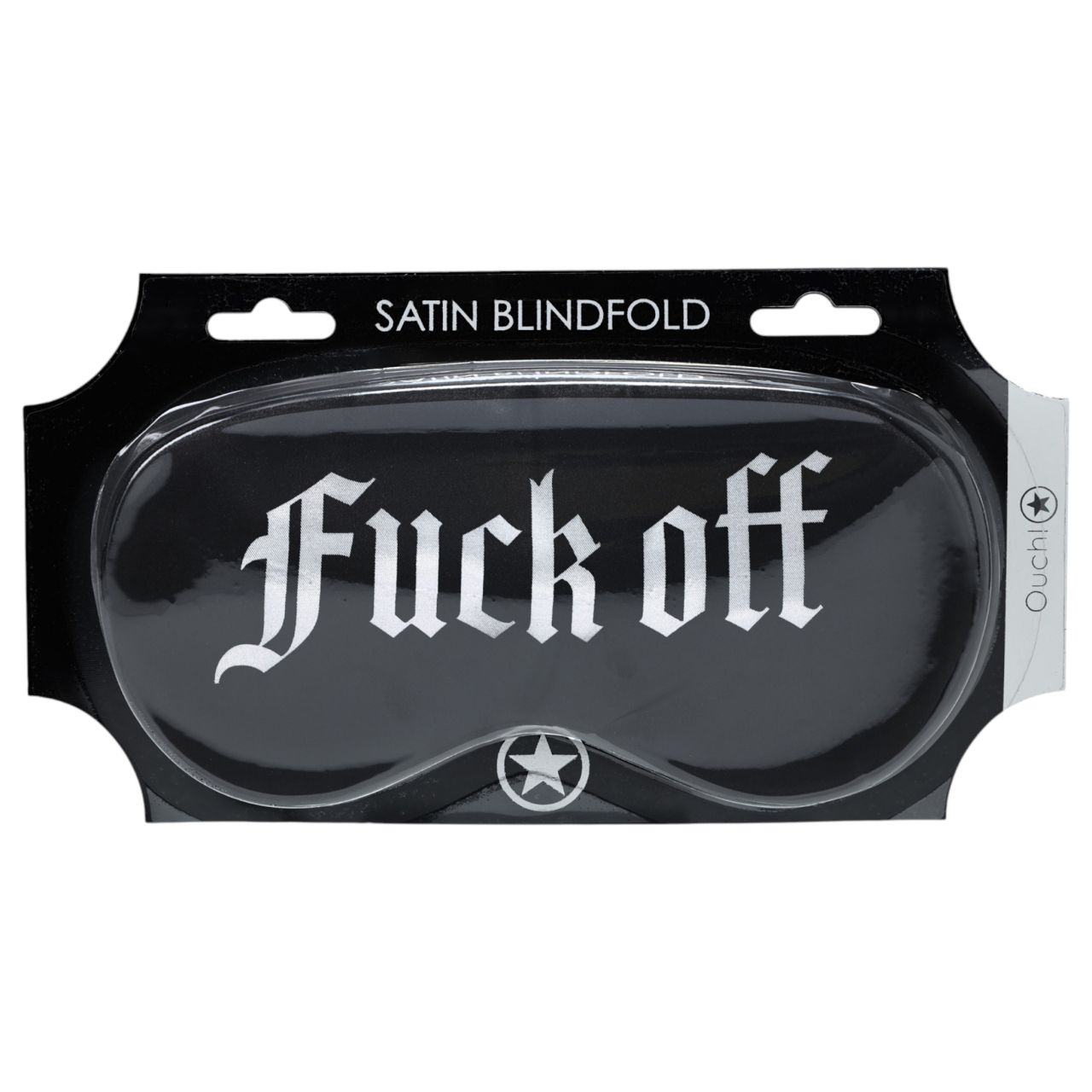 Ouch! - "Fuck Off" feliratos szatén szemmaszk (fekete)