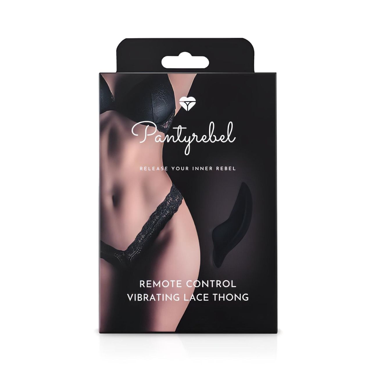 Pantyrebel - akkus, rádiós vibrációs csipke tanga (fekete, S-L)
