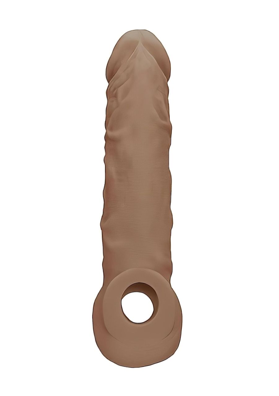 RealRock Penis Sleeve 8 - péniszköpeny (21 cm) - sötét natúr