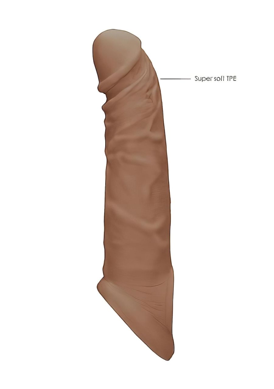 RealRock Penis Sleeve 8 - péniszköpeny (21 cm) - sötét natúr