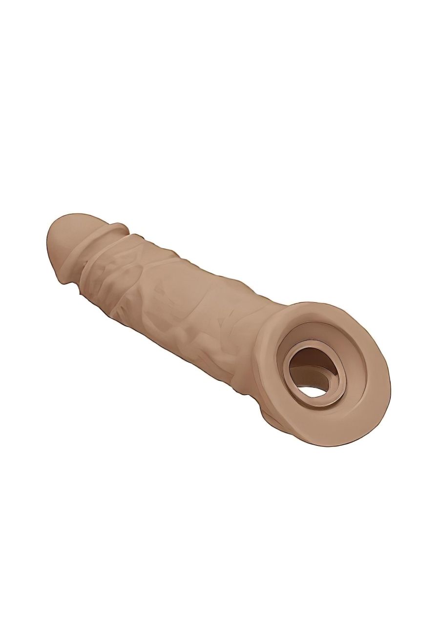 RealRock Penis Sleeve 8 - péniszköpeny (21 cm) - sötét natúr