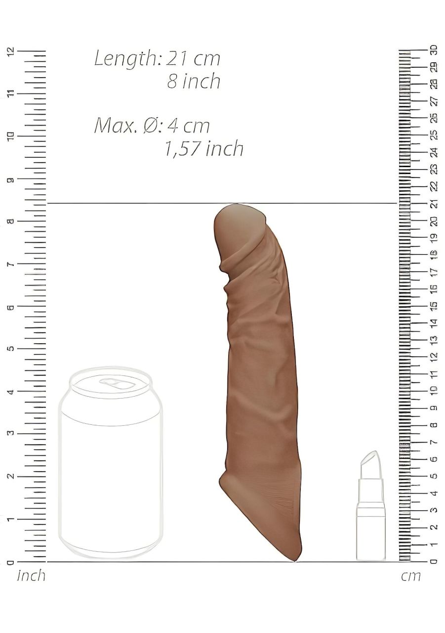 RealRock Penis Sleeve 8 - péniszköpeny (21 cm) - sötét natúr