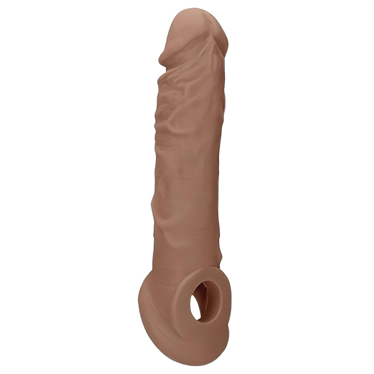 RealRock Penis Sleeve 8 - péniszköpeny (21 cm) - sötét natúr