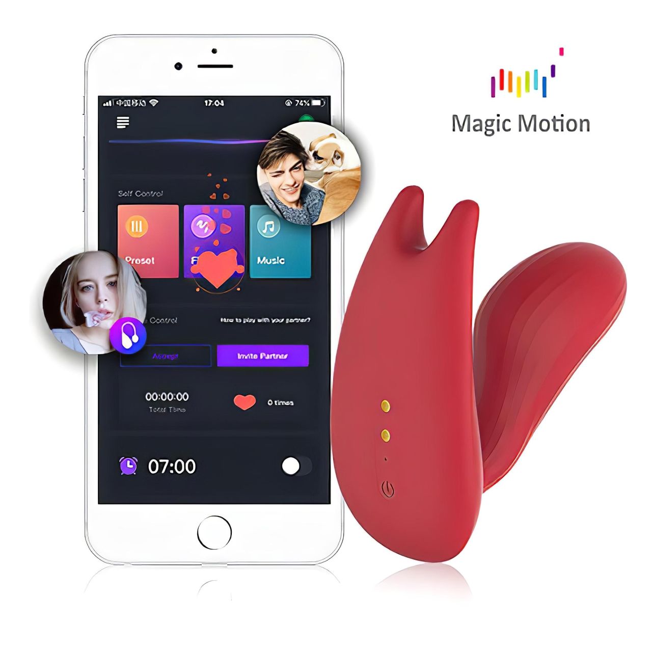 Magic Motion Umi - hordható App-vezérelt felhelyezhető vibrátor (piros)