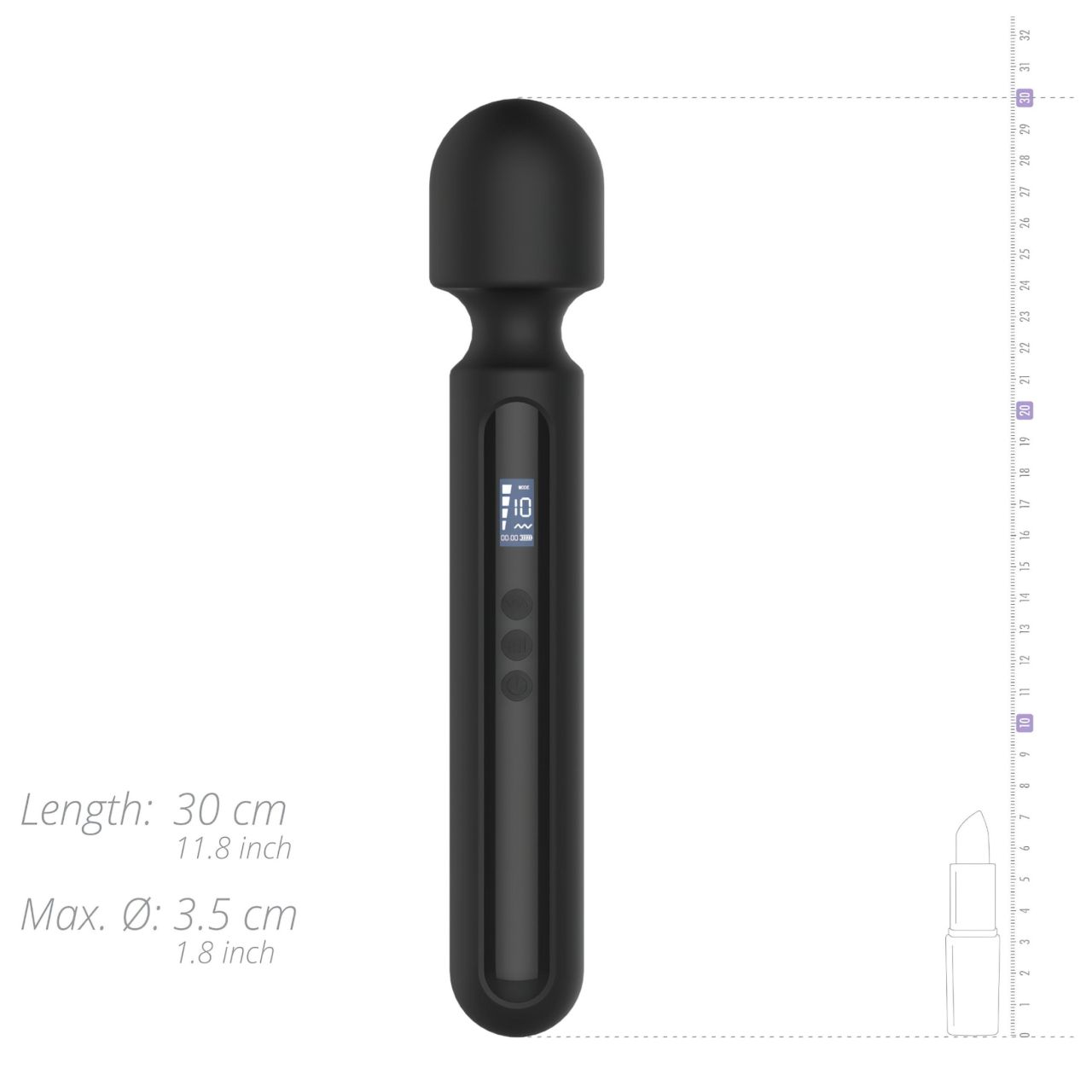 BLAQ - nagy digitális wand masszírozó vibrátor (fekete)