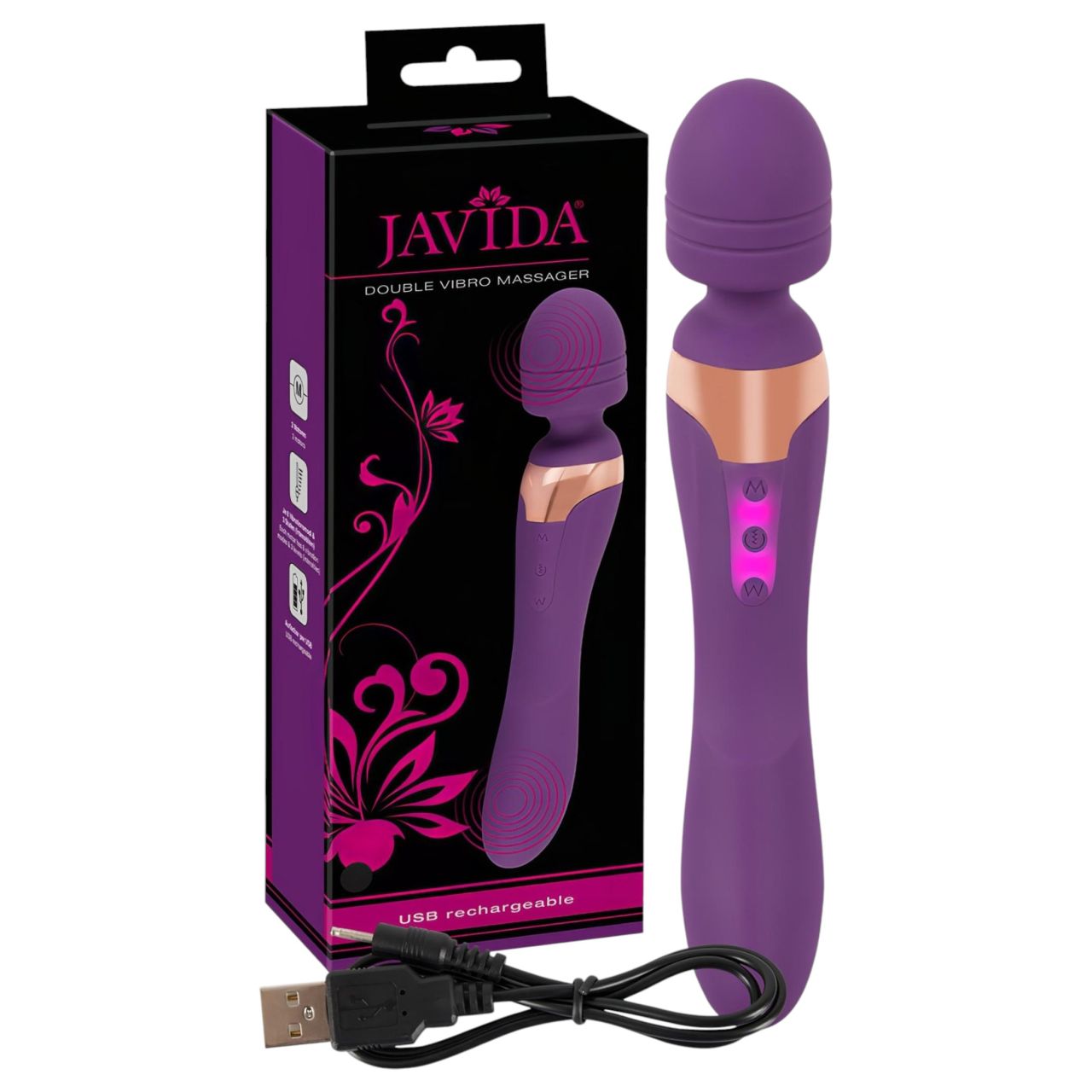 Javida Double - masszírozó vibrátor (lila)