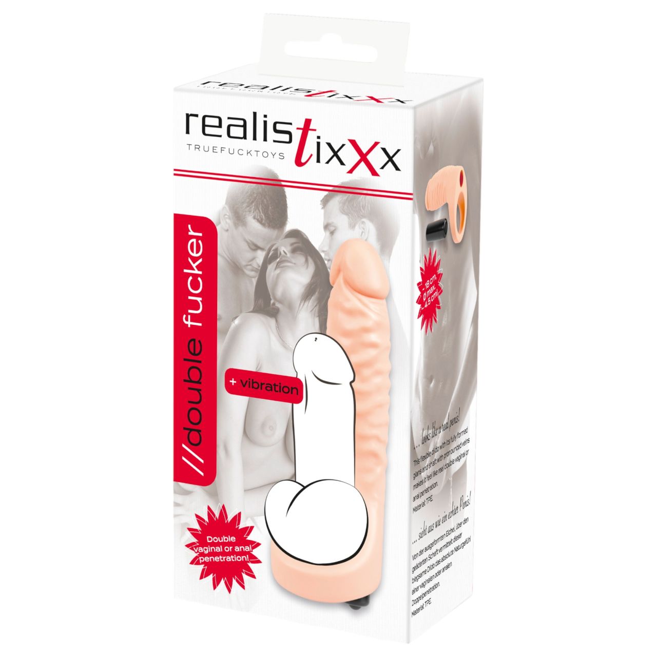 realistixxx Double Fucker - felcsatolható anál vibrátor (testszínű)