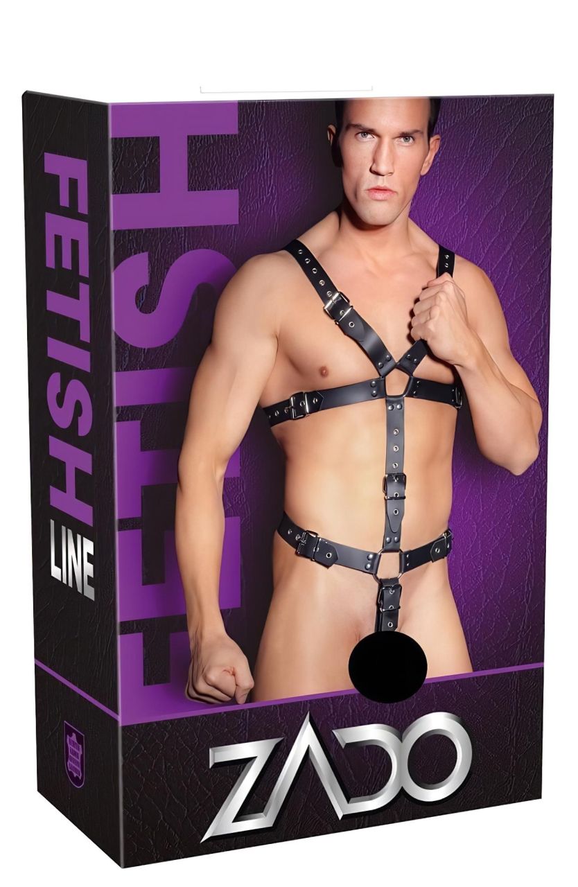 ZADO - bőr férfi testhám body (fekete, S-L)