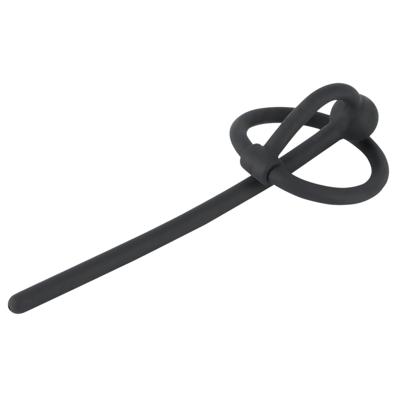 You2Toys - Penisplug - szilikon makkgyűrű üreges dilátorrall (fekete)