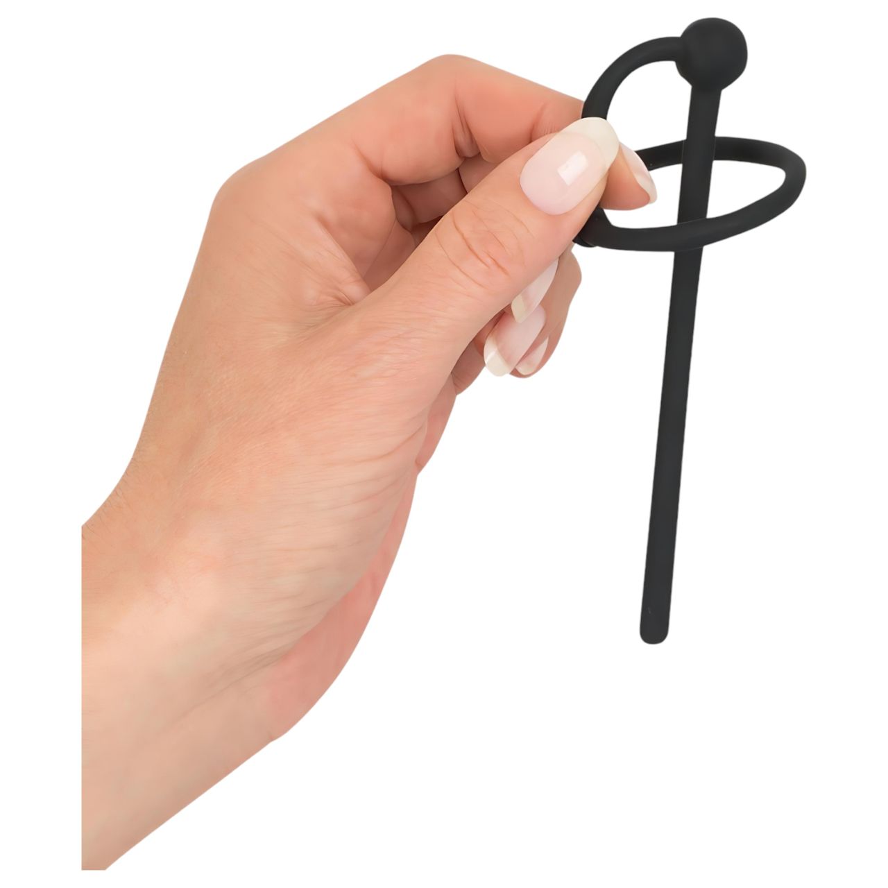 You2Toys - Penisplug - szilikon makkgyűrű üreges dilátorrall (fekete)