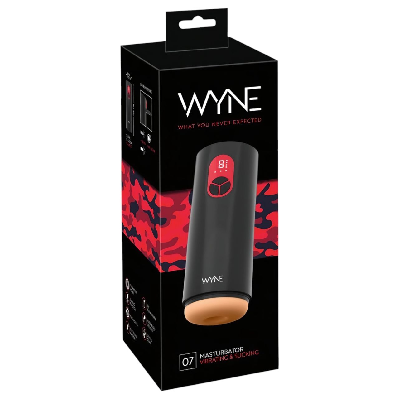 WYNE 07 - akkus, rezgő-szívó maszturbátor férfiaknak (fekete)