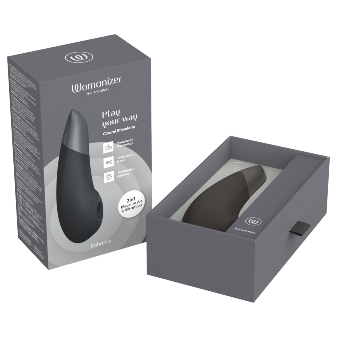 Womanizer Enhance 2in1 léghullámos csiklószívó + vibrátor (fekete)