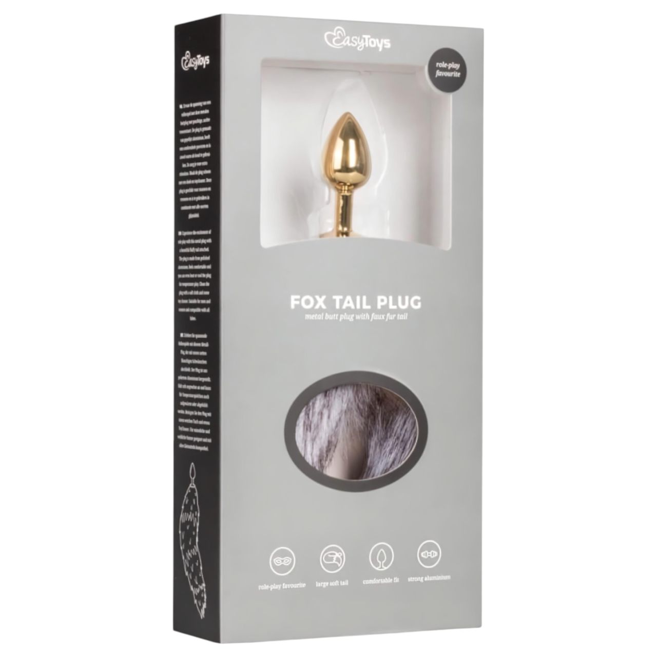 EasyToys Fox NO5 - fém anál plug rókafarokkal (arany-ezüst)