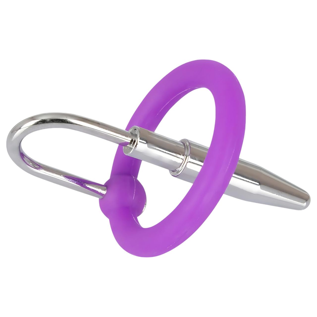 You2Toys - Penisplug - szilikon makkgyűrű kúpos dilátorrall (lila-ezüst)