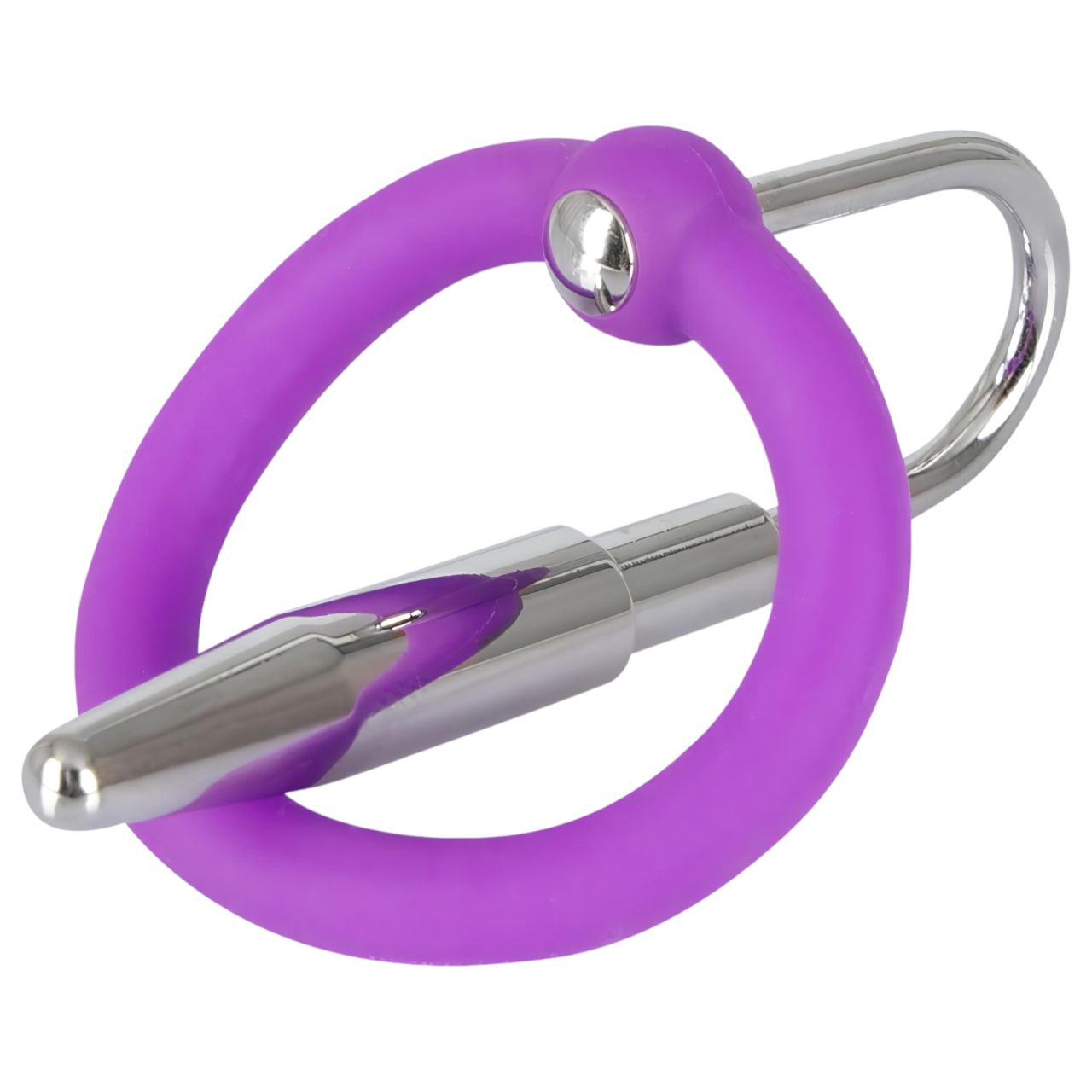 You2Toys - Penisplug - szilikon makkgyűrű kúpos dilátorrall (lila-ezüst)
