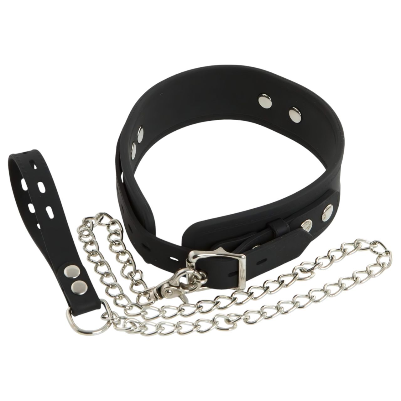 Bad Kitty - szilikon nyakörv és póráz, bondage szett (fekete)