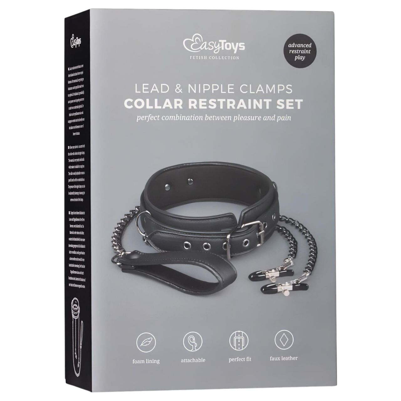 EasyToys - bimbócsipesz, nyakörv és póráz bondage szett (4 részes)