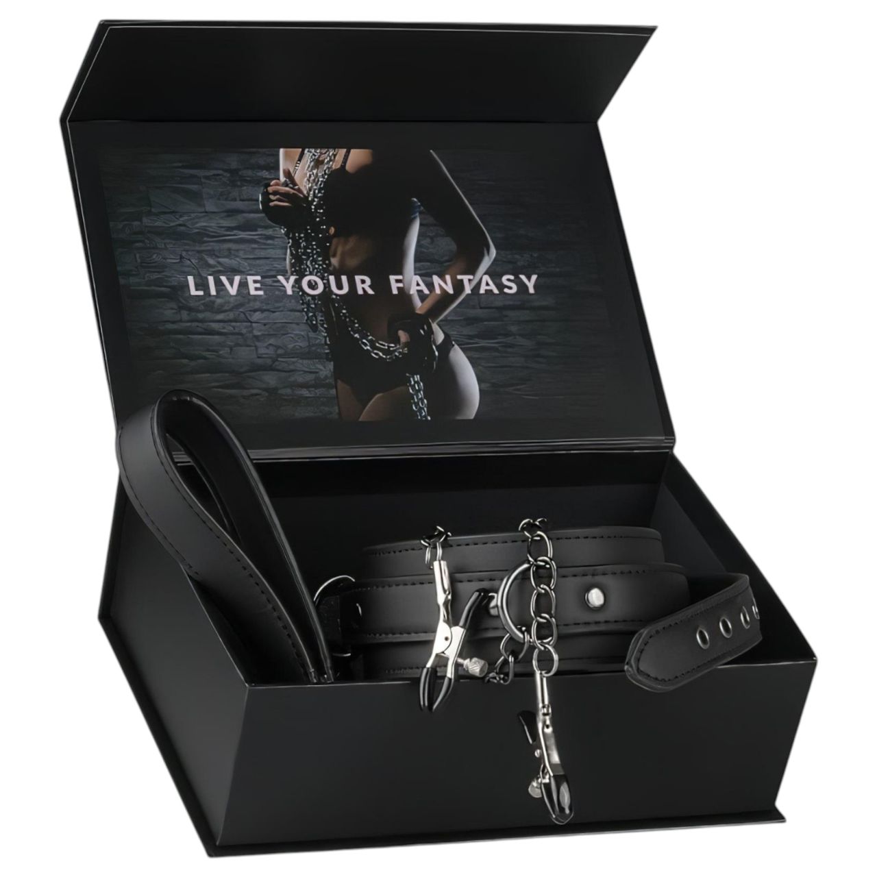 EasyToys - bimbócsipesz, nyakörv és póráz bondage szett (4 részes)