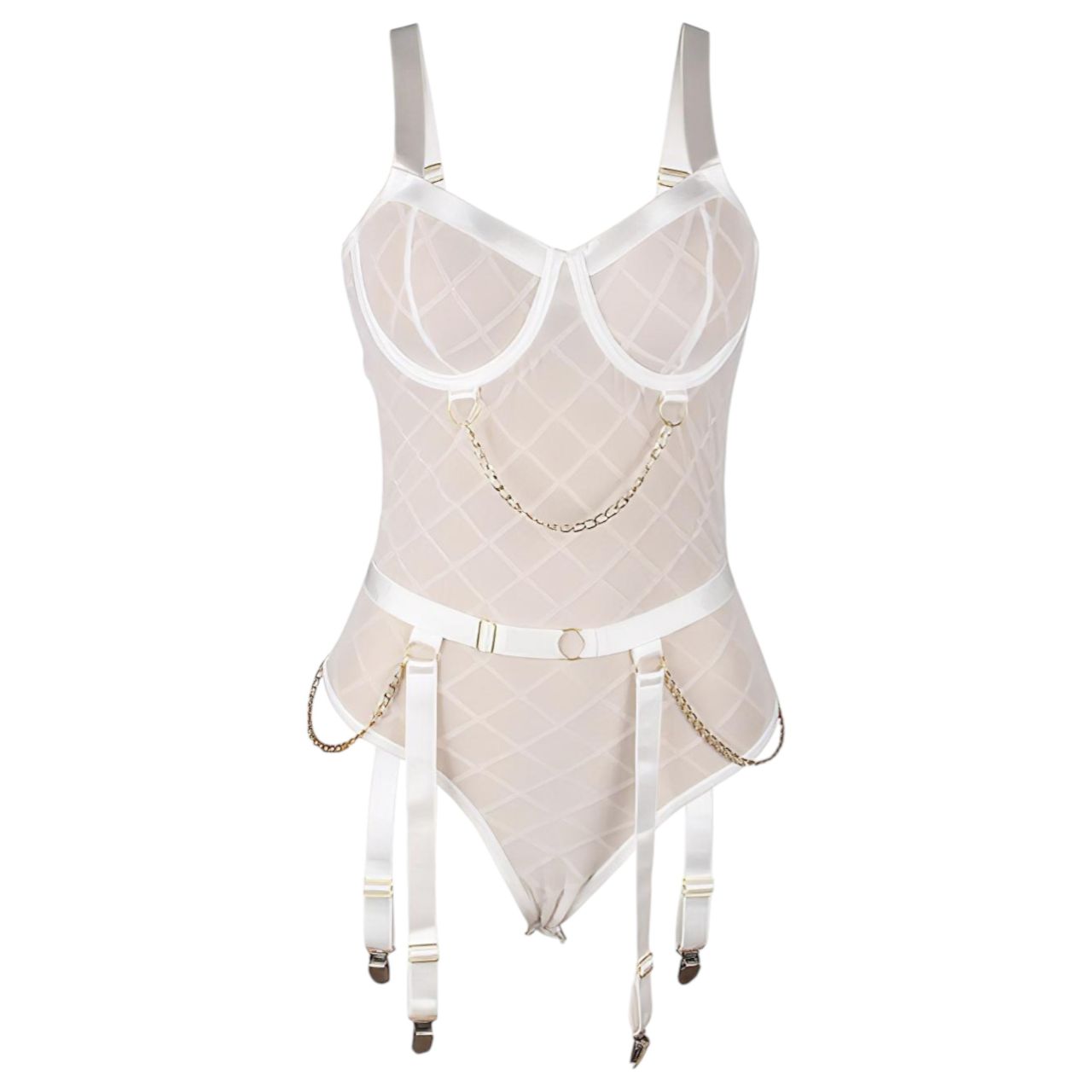 Subblime 954291 - láncos, áttetsző body szett (fehér, L-XL)
