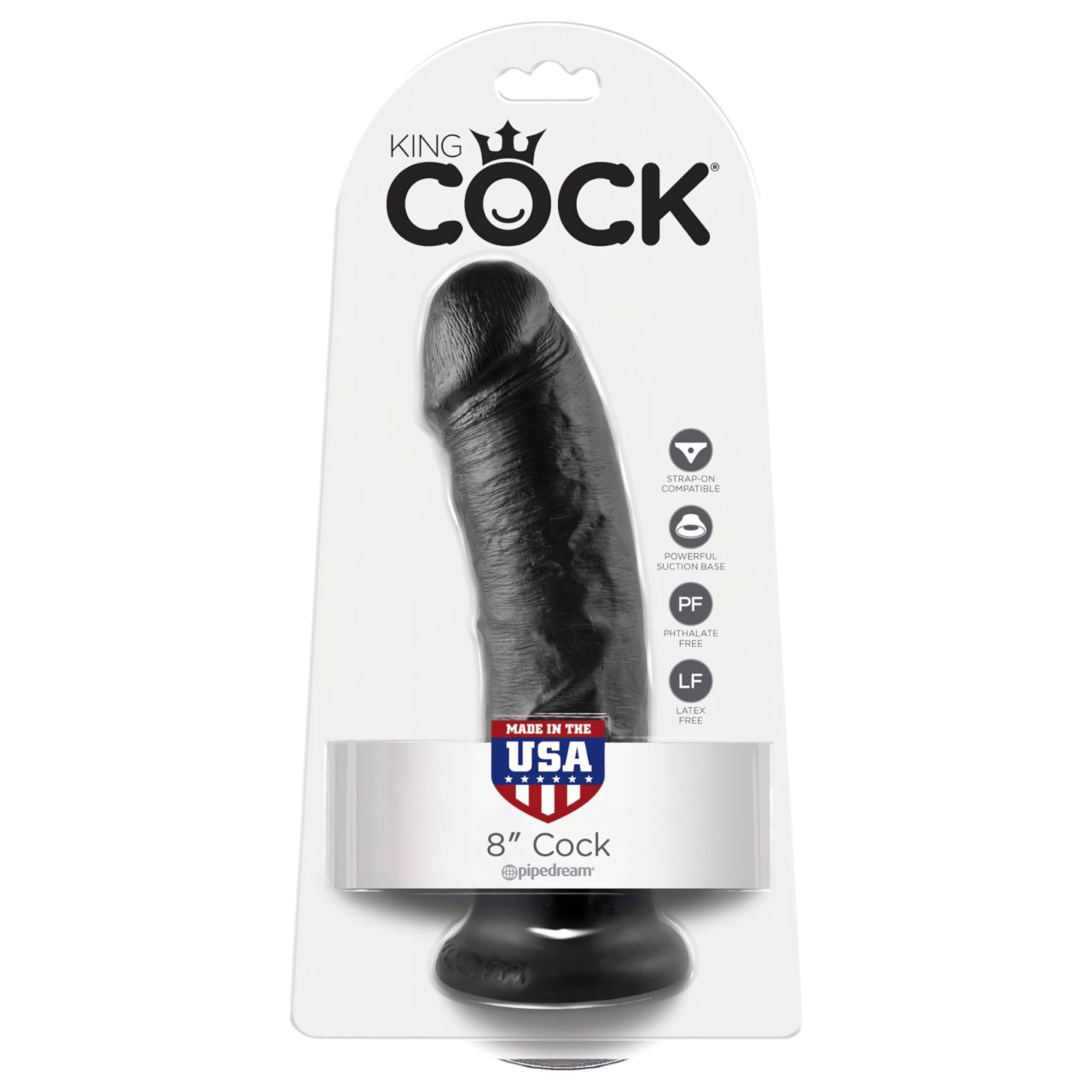 King Cock 8 dildó (20 cm, fekete)